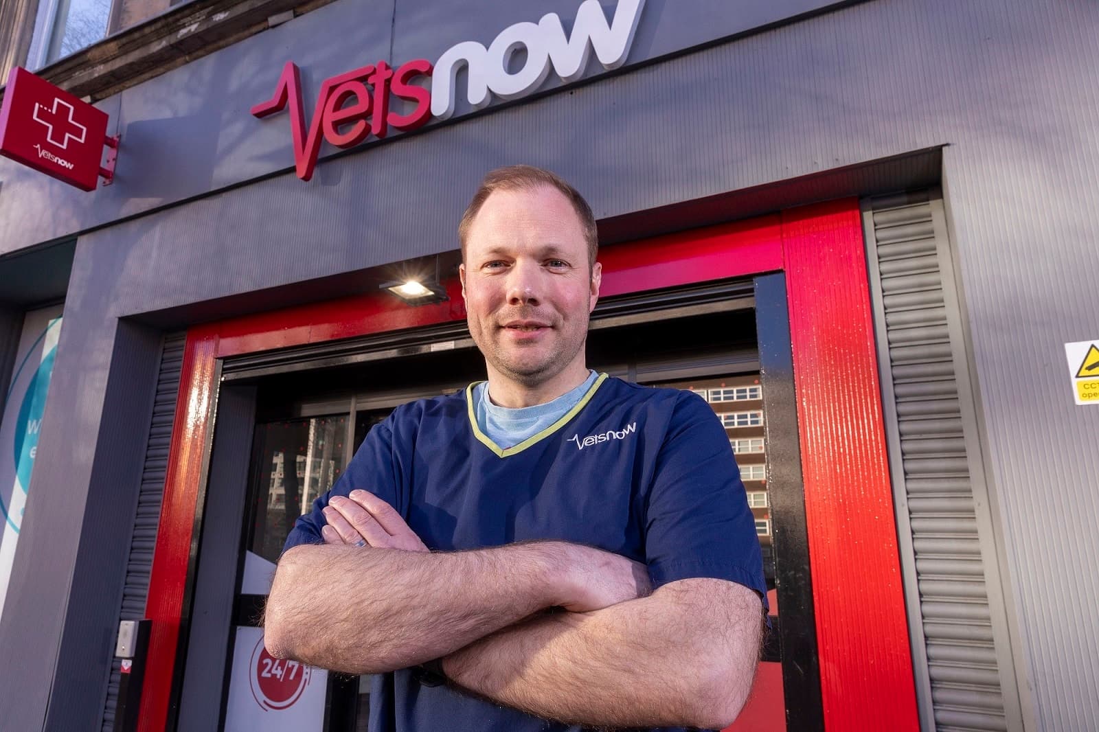 John Sheppard outside a Vets Now clinic